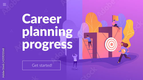Career and personality development  career builder  career planning progress concept on white background. Website interface UI template. Landing web page with infographic concept creative hero header