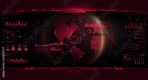 Earth globe futuristic interface HUD