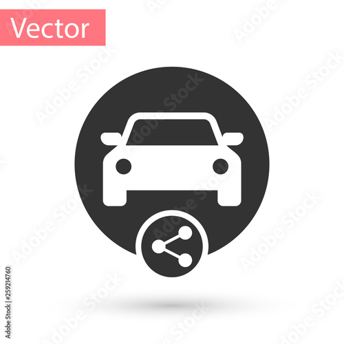 Grey Car sharing icon isolated on white background. Carsharing sign. Transport renting service concept. Vector Illustration