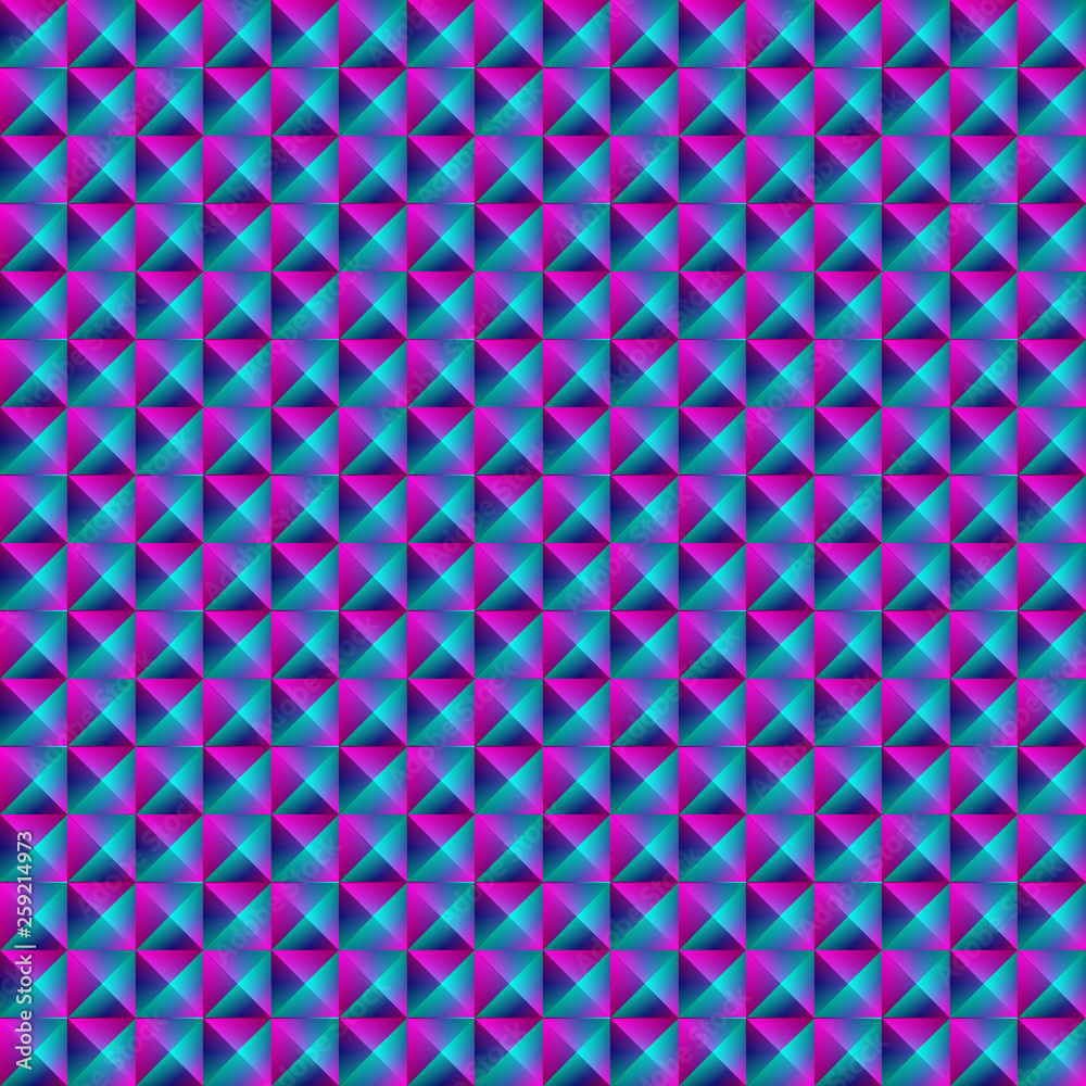 Tiled pattern of dark blue rhombuses and purple triangles in a zigzag and pyramid. Tiled pattern of dark blue rhombuses and purple triangles in a zigzag and pyramid.