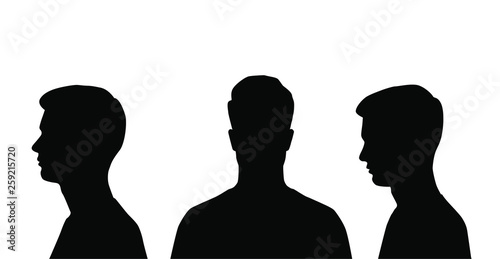 Vector silhouette profile and head teen, black color, isolated on white background