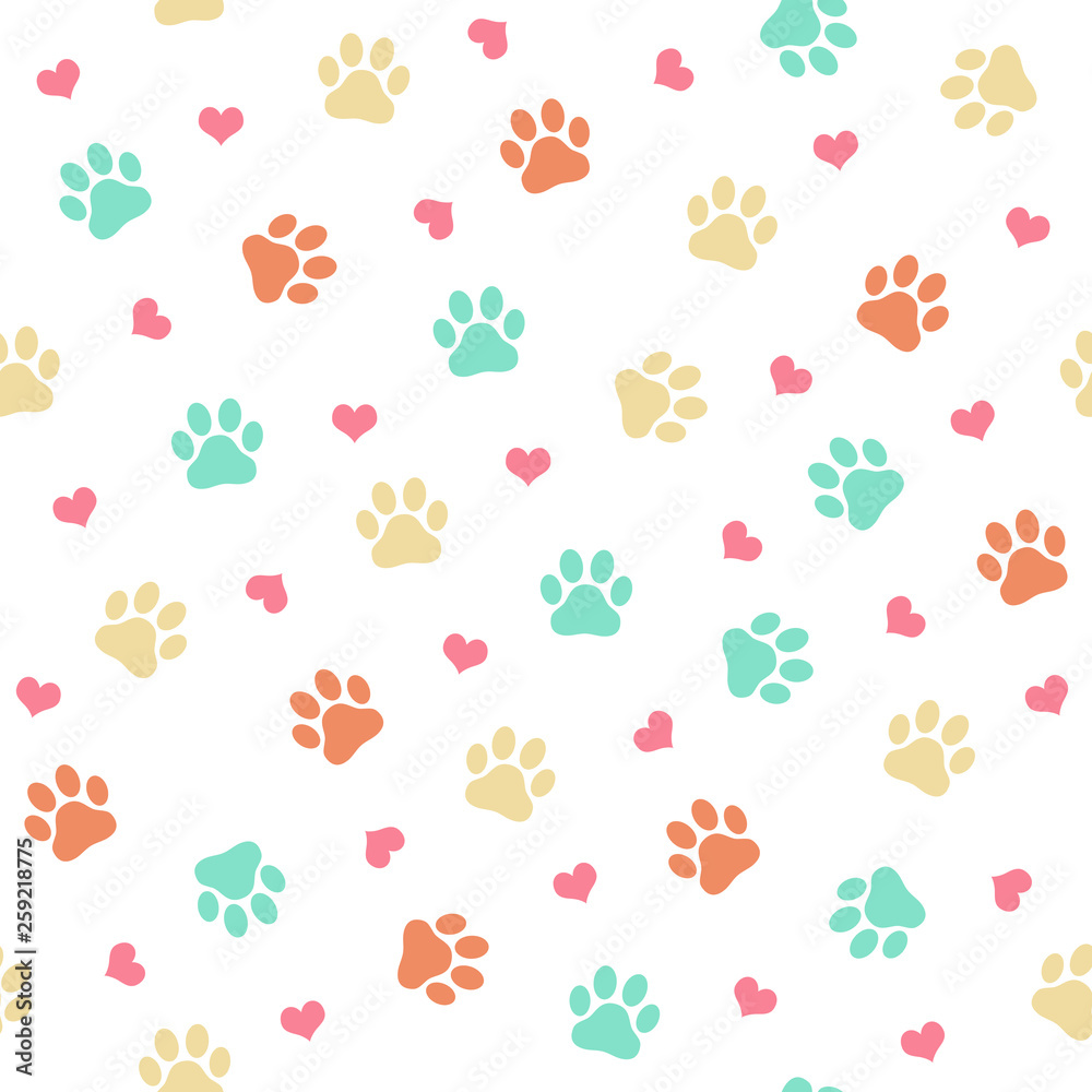 Motyw zwierzęcych łapek w pastelowych kolorach