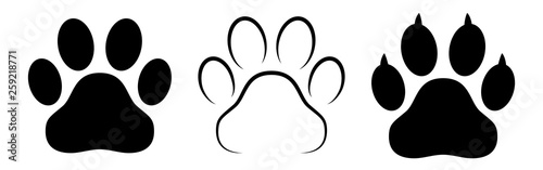 Different animal paw print vector illustrations
