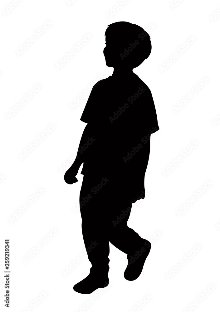 a boy walking silhouette vector