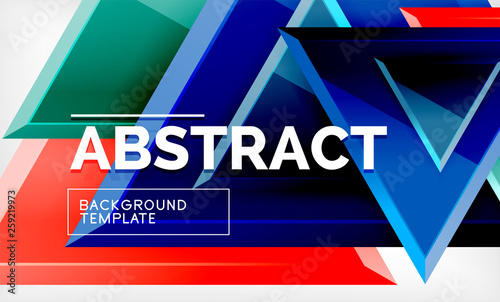 Triangular low poly background design, multicolored triangles