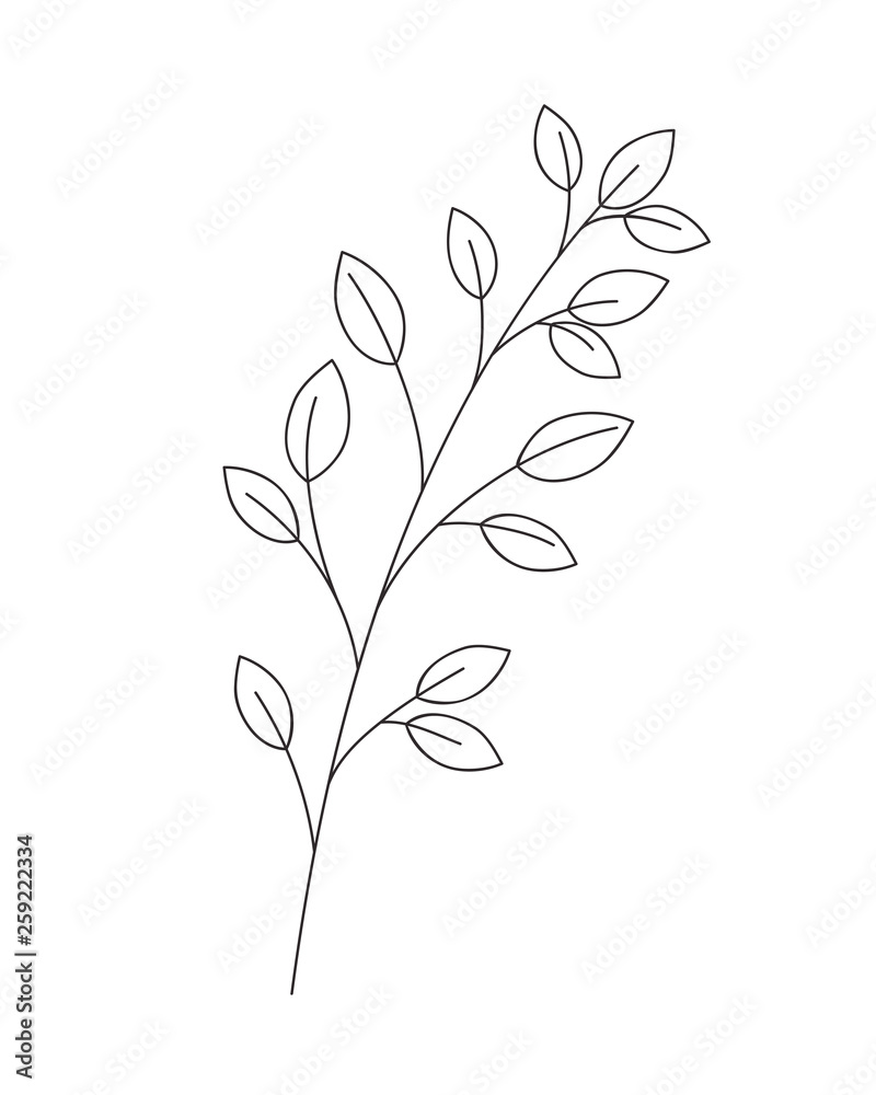 branch with leaves isolated icon branch with leaves isolated icon