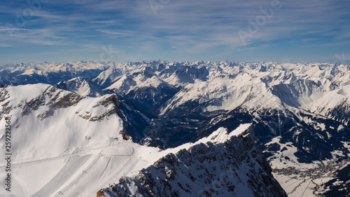 View from the German Zugspitze across the top of a snow mountain landscape © Wolfgang Hauke