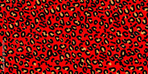 Red leopard seamless pattern. Animal print. Vector background eps10