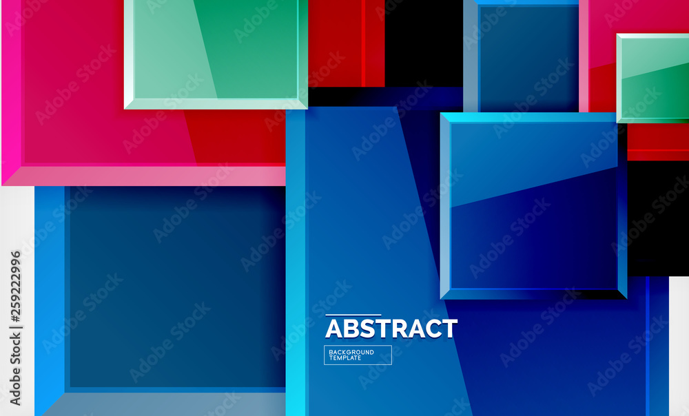 Square abstract background, glossy geometric design