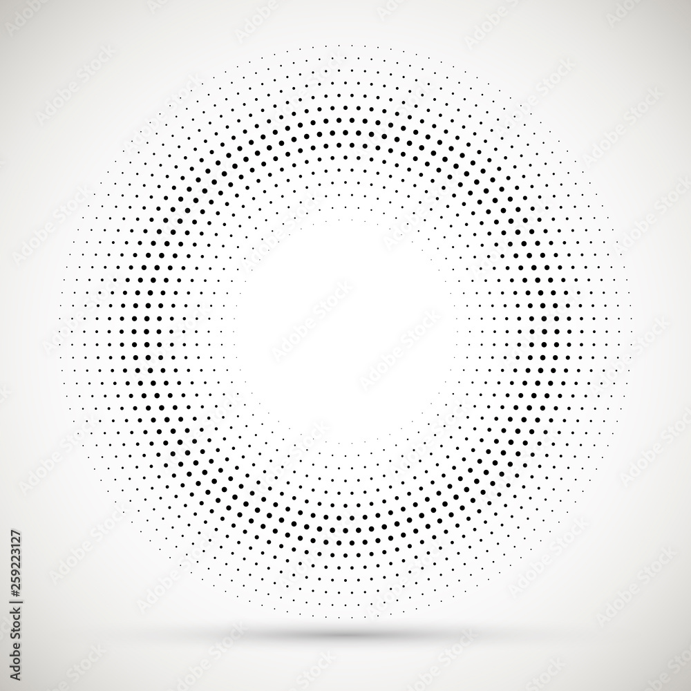 Black abstract vector circle frame halftone dots logo emblem design element. Rounded border icon. Isolated halftone circle dots vector texture. Black abstract vector circle frame halftone dots logo emblem design element. Rounded border icon. Isolated halftone circle dots vector texture.