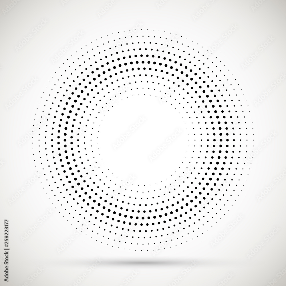 Black abstract vector circle frame halftone dots logo emblem design element. Rounded border icon. Isolated halftone circle dots vector texture. Black abstract vector circle frame halftone dots logo emblem design element. Rounded border icon. Isolated halftone circle dots vector texture.