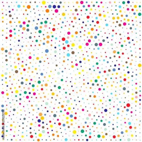 Vector colorful dotted seamless pattern. Multicolored decorative design card.Holiday pattern abstract background. Isolated dots for your design. © vda_82