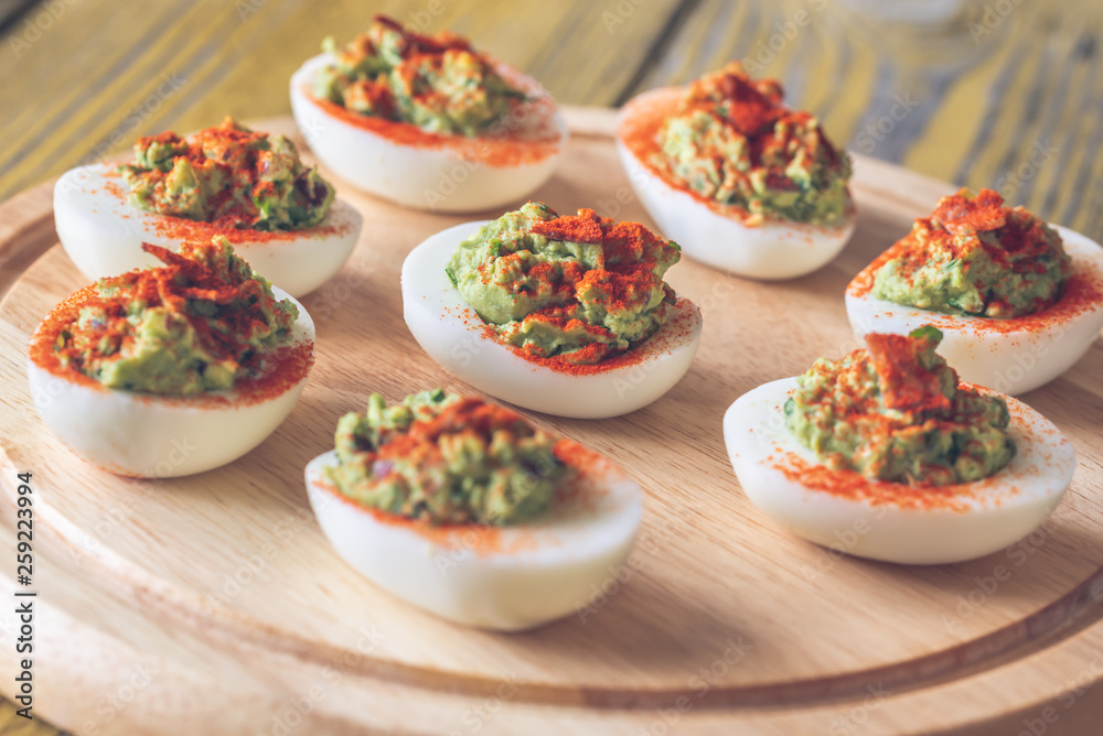 Guacamole and bacon deviled eggs Guacamole and bacon deviled eggs