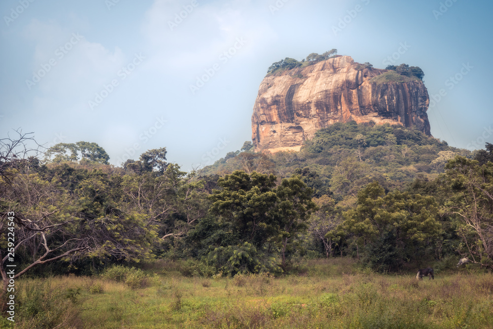 Sri Lanka travel landscape of Sigiriya Lion rock mountain unesco landmark Sri Lanka