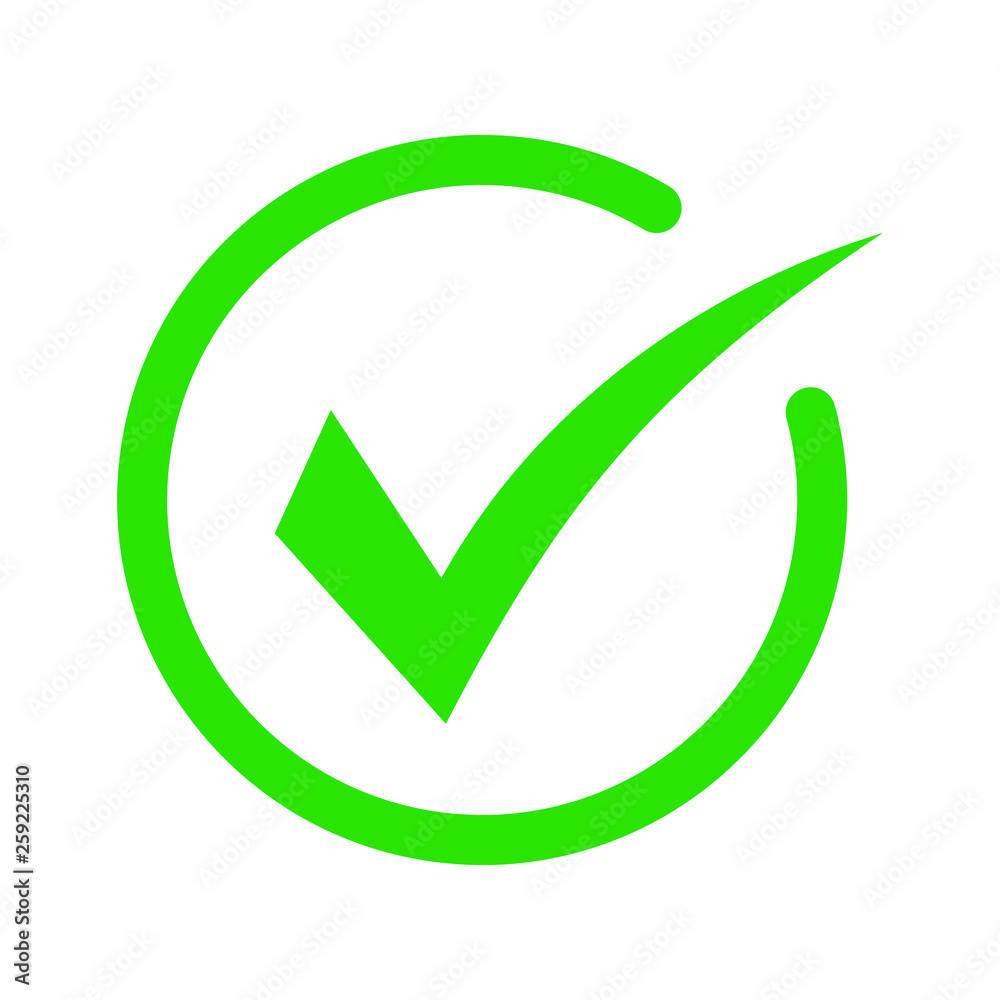 Green tick icon vector symbol, checkmark isolated on white background, checked icon or correct choice sign, check mark or checkbox pictogram Green tick icon vector symbol, checkmark isolated on white background, checked icon or correct choice sign, check mark or checkbox pictogram