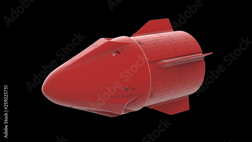 3D render - space capsule on a black background