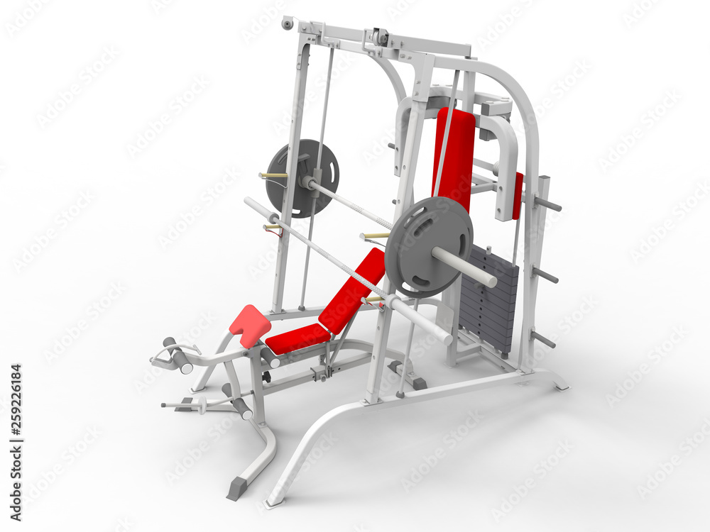 3D rendering - isolated gym bench model on white