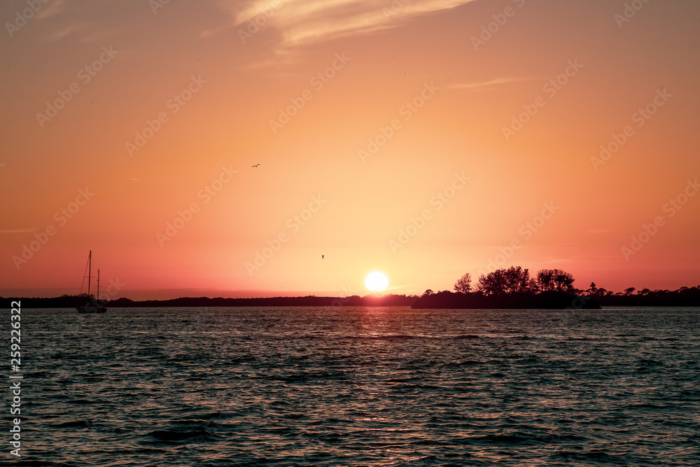 Sunset on the inter coastal waterways of Florida, USA