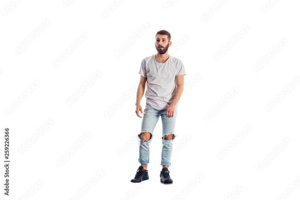 Guy standing isolated on white