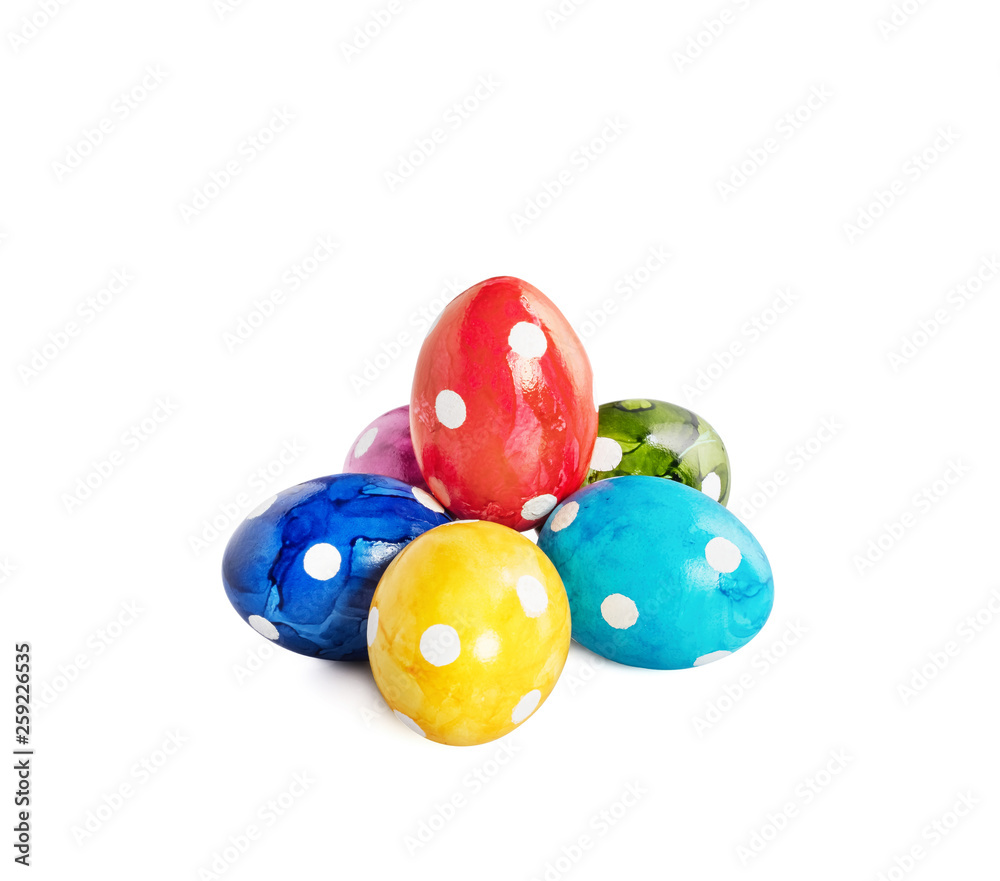 Different decorative Easter eggs isolated on white background Different decorative Easter eggs isolated on white background