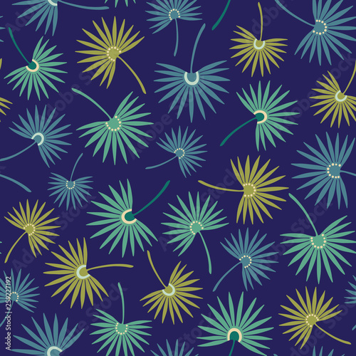 Seamless vector repeat pattern of tropical palm leaves. Tropical foliage surface pattern design.
