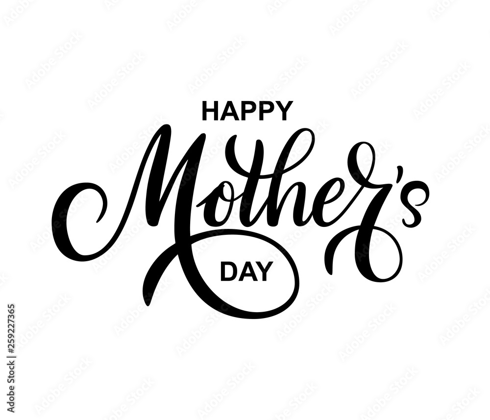 Happy Mothers day vector greeting card on white background. Hand drawn lettering as celebration badge, tag, icon. Text card invitation, template. - obrazy, fototapety, plakaty 
