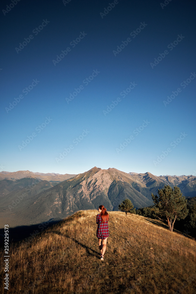woman in the mountains