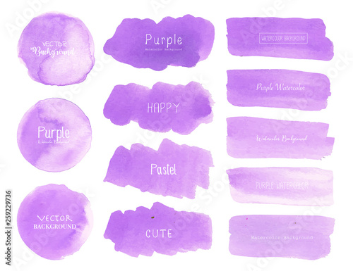 Purple watercolor background, Pastel watercolor logo, Vector illustration.