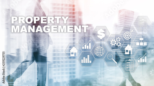 Property management. Business, Technology, Internet and network concept. Abstract Blurred Background. © Funtap