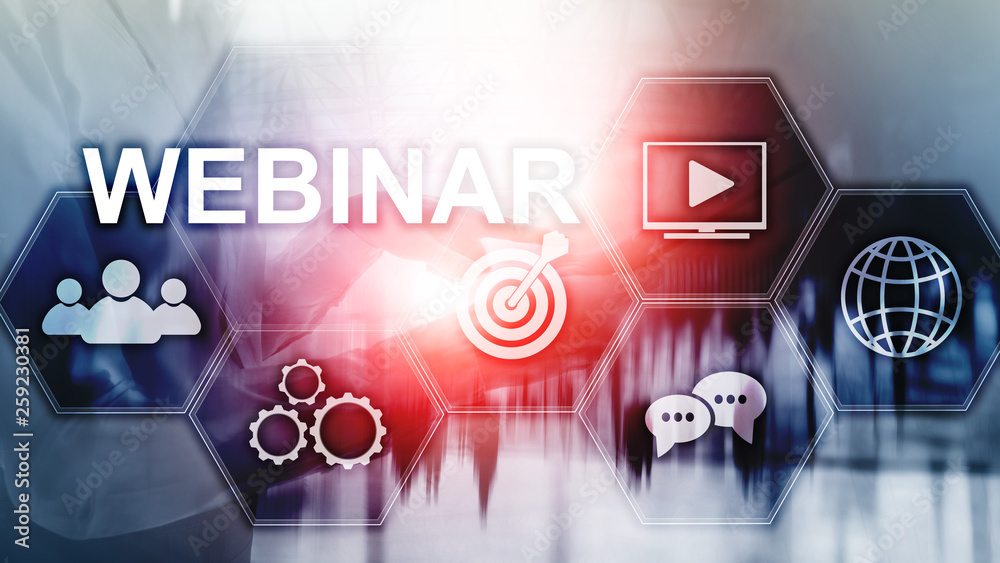 Webinar, Personal development and e-learning concept on blurred abstract background. Webinar, Personal development and e-learning concept on blurred abstract background.