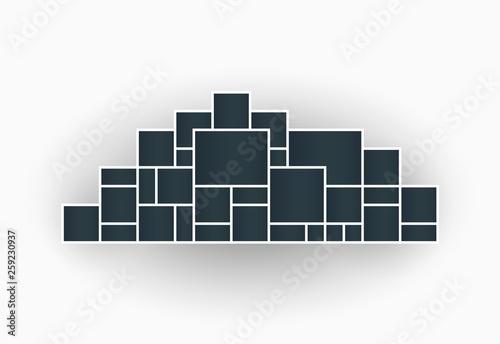 Vector illustration of photo collage frames for presentations, photo montage in the shape of a city. Template. The object on an isolated light background.