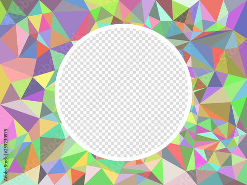 Abstract multicolored polygonal mosaic texture. Vector illustration with the ability to overlay an isolated checkered background.