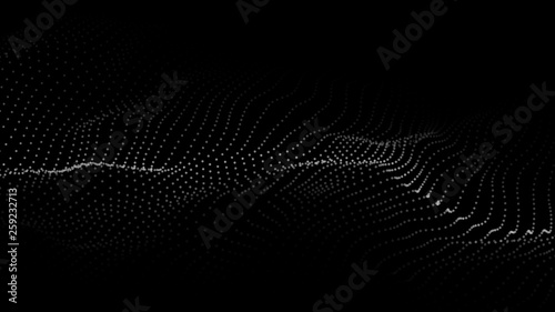 Abstract background. Big data. Vector illustration. Wave of particles.
