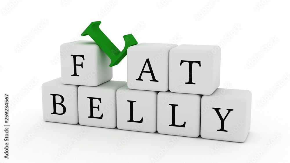 Fototapeta premium Fat or flat belly cubes on white background. Isolated 3d illustration.jpg