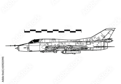 Sukhoi Su-22 Fitter. Outline drawing