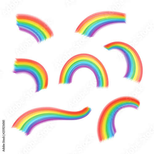 Collection of the rainbow arches. Different shapes vector illustration.