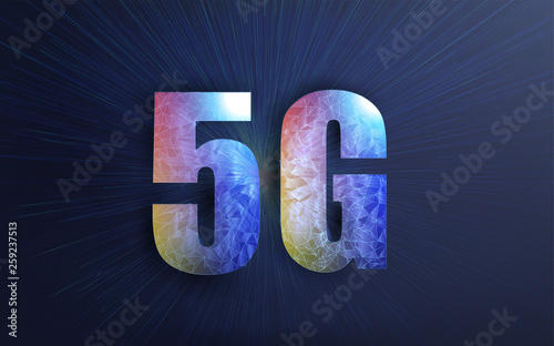  5G network wireless systems and internet in low poly style. 3d internet for site design. Internet technology. 	 Abstract polygonal light 5G 