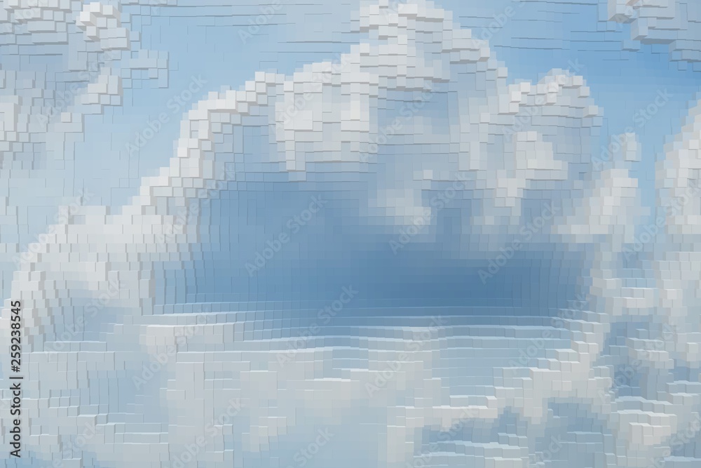 Abstract sky background extrude cube,  design cloudscape.