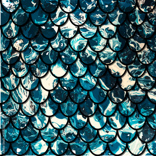 Abstract pattern of fish scales. Vector illustration of marine background. Print for textile, posters, cards, invitations, wallpaper, wrapping.