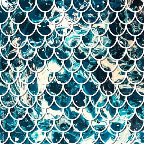 Abstract pattern of fish scales. Vector illustration of marine background. Print for textile, posters, cards, invitations, wallpaper, wrapping.