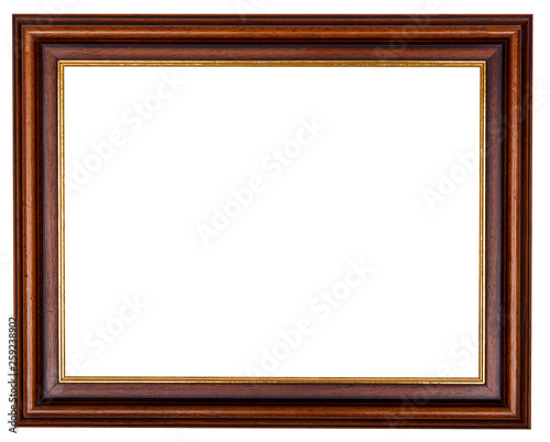 Old wooden frame isolated on white background - image