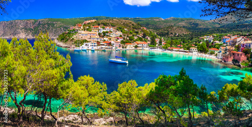  picturesque colorful village Assos in Kefalonia , Ionian islands of Greece