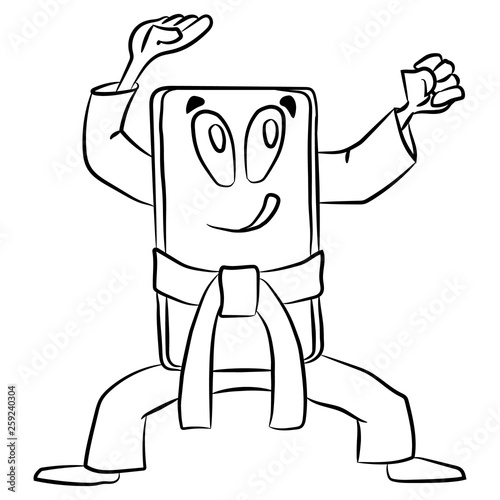Phone in the karate stand. Funny cartoon about a mobile action movie.