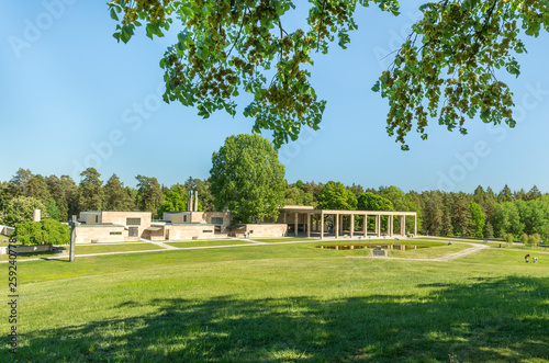 Photography The forest crematorium, seen from Almhöjden, is a memorial hamlet at Skogskyrkog