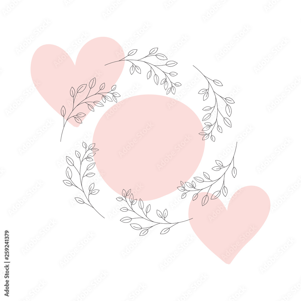garland of heart with flowers isolated icon
