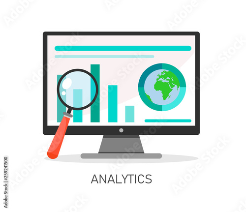 Vector illustration of analytics and data management concept. White background