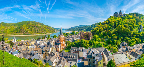 Fotografie Aerial view of Bacharach from Postenturm, Germany