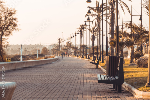 Beach and promenade of Almerimar. Almeria, Andalusia, Spain
