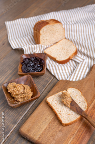 Peanut Butter, Grape Jelly, Loaf Bread Gathered to Make Sandwiches