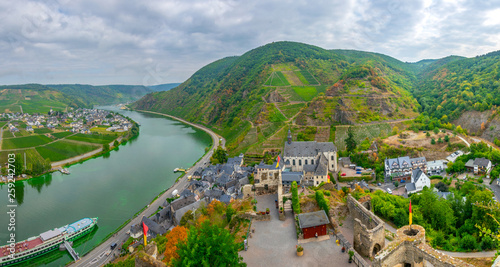 Aerial view of Beilstein from Burg Metternich, Germany photo